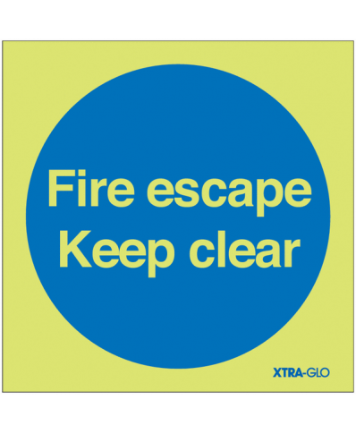Fire Escape Keep Clear-Photoluminscent 